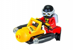 Конструктор - Подводный скутер с фигуркой и аксессуарами, 25 деталей, собран (Enlighten Brick, BRICK1210 (360) (С))